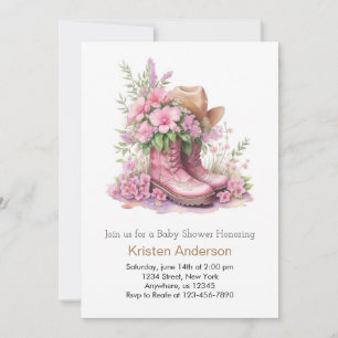 Cowgirl Hat and Boots Firande Baby Shower Inbjudningar