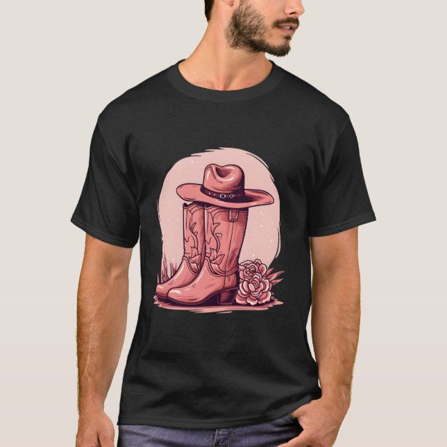 Cowgirl Hat and Boots Graphic Land Southern Wes T Shirt (Framsida)