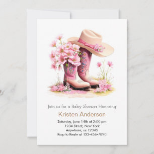 Cowgirl Hat and Boots Western Baby Shower Inbjudningar