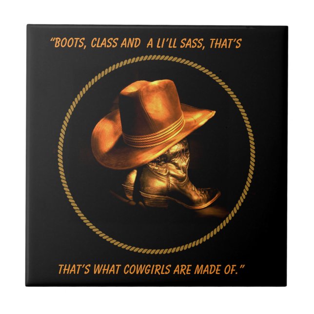 COWGIRL HAT & BOOTS       QUOTEMUG KAKELPLATTA (Framsidan)