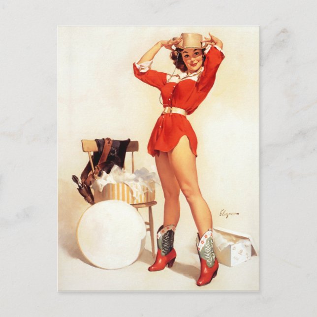 Cowgirl Hat Pin Up Vykort (Framsida)