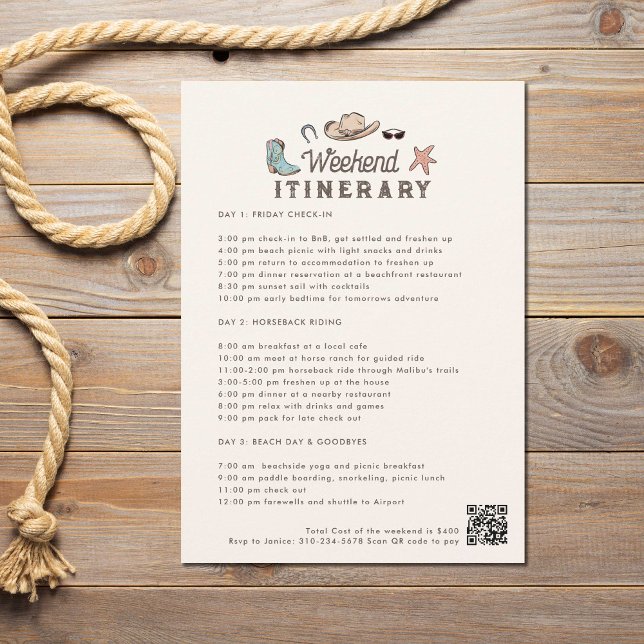 Cowgirl Helg Itinerary Inbjudningar (Skapare uppladdad)