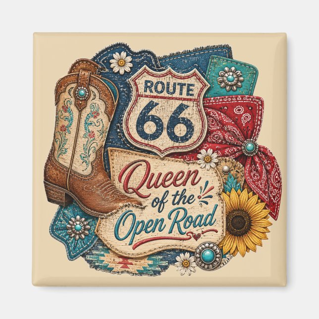 Cowgirl Heritage Roadside Medaljong Magnet (Framsidan)