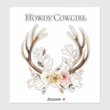 Cowgirl Hjort Antlers Blommigt Howdy