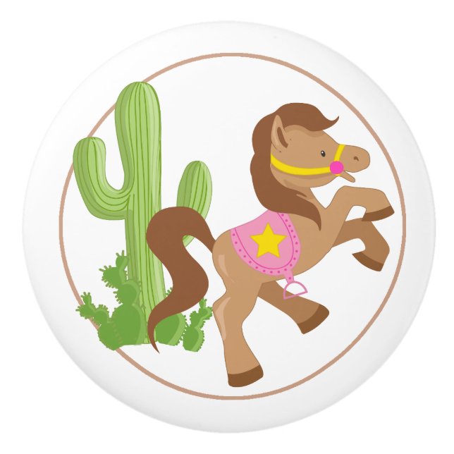Cowgirl Horse and Cactus Knopp (Framsidan)