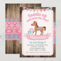 Cowgirl, Horse Birthday Inbjudan