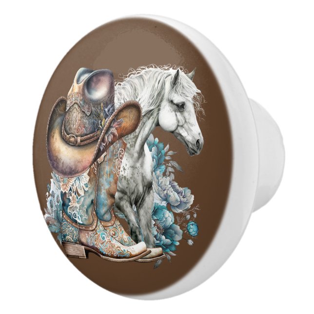 Cowgirl horse cowboystövlar som blommigt western knopp (Höger)