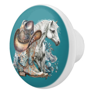 Cowgirl horse cowboystövlar som blommigt western knopp