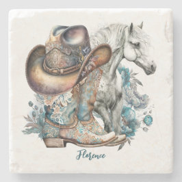 Cowgirl horse cowboystövlar som blommigt western stenunderlägg