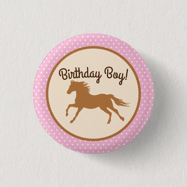 Cowgirl Horse Pony Cute 1st Birthday Party Theme Knapp (Framsida)
