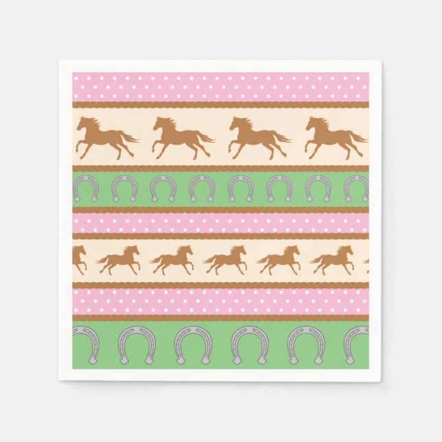Cowgirl Horse Pony Cute 1st Birthday Party Theme Pappersservett (Framsidan)