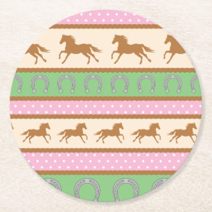 Cowgirl Horse Pony Cute 1st Birthday Party Theme Underlägg Papper Rund