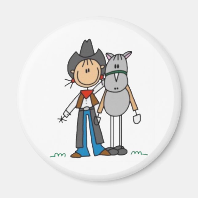 Cowgirl & Horse Stick figur Magnet (Framsidan)