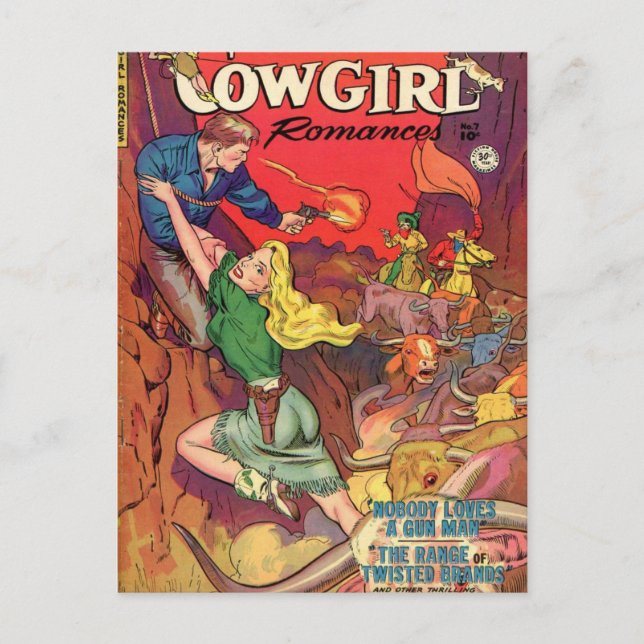 Cowgirl i en Grönt Dress Vykort (Framsida)