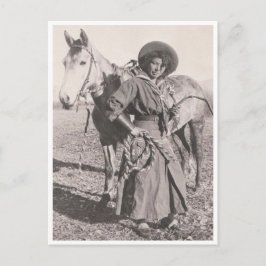 Cowgirl i ridvanan på 1880-talet vykort