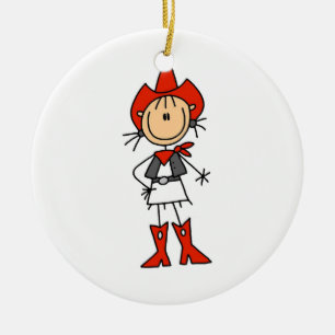 Cowgirl in Red T-shirts and Gifts Julgransprydnad Keramik