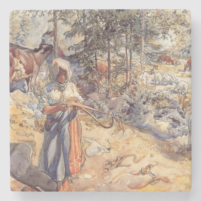 Cowgirl in the Meadow (Child with Boskap) Stenunderlägg (Framsidan)