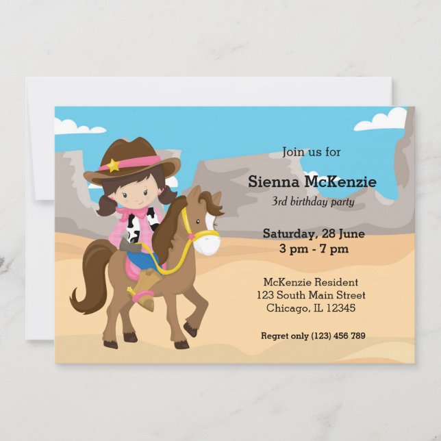 Cowgirl Inbjudningar (Framsida)