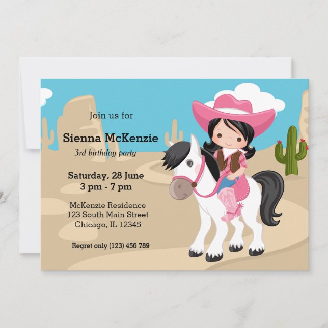 Cowgirl Inbjudningar (Framsida)