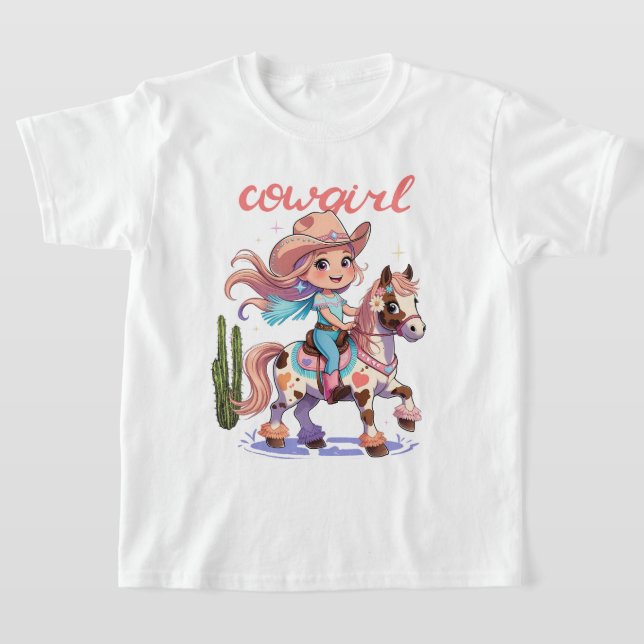 "Cowgirl Joyrid - Spoted Horse Westerna Äventyr T Shirt (Laydown)