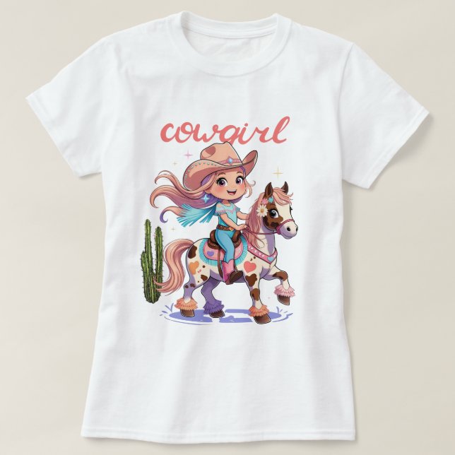 Cowgirl Joyrid - Spoted Horse Westerna Äventyr T Shirt (Design framsida)