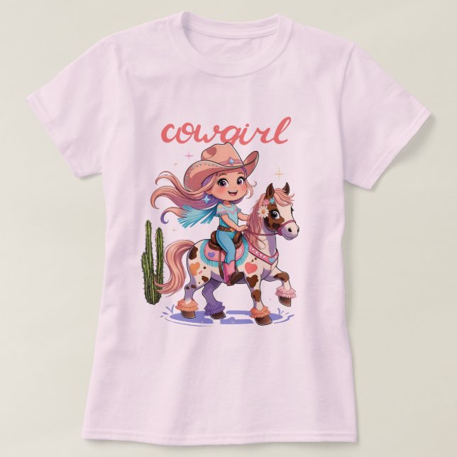 Cowgirl Joyrid - Spoted Horse Westerna Äventyr T Shirt (Design framsida)