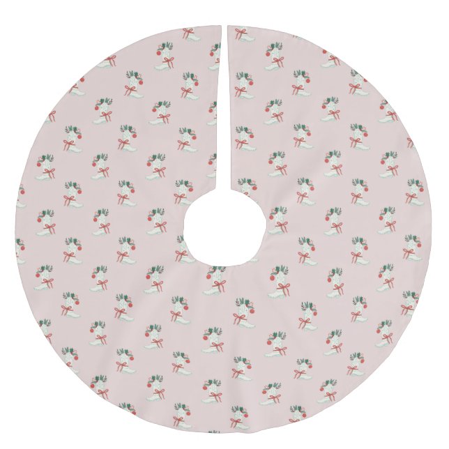 Cowgirl jul Boot Mönster Träd Skirt Julgransmatta Borstad Polyester (Framsidan)