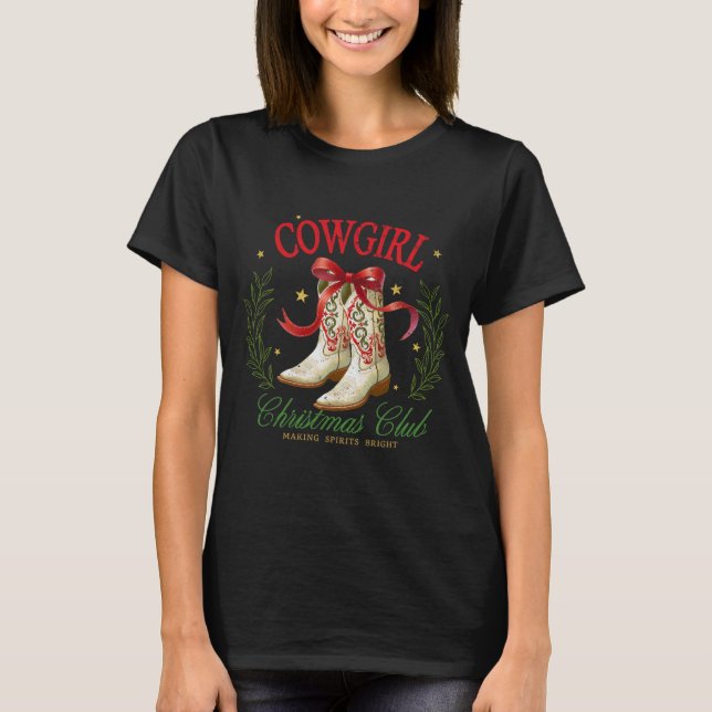 Cowgirl jul Klubb Cowboy Boots Wandeans Stars T Shirt (Framsida)