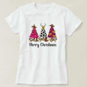 Cowgirl julgran Merry Christmas T Shirt