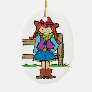 Cowgirl Julgransprydnad Keramik