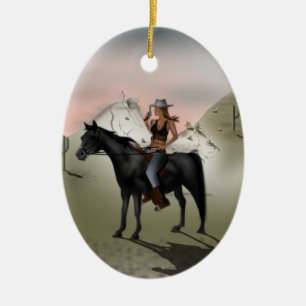 Cowgirl Julgransprydnad Keramik