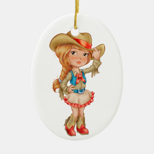 Cowgirl Julgransprydnad Keramik