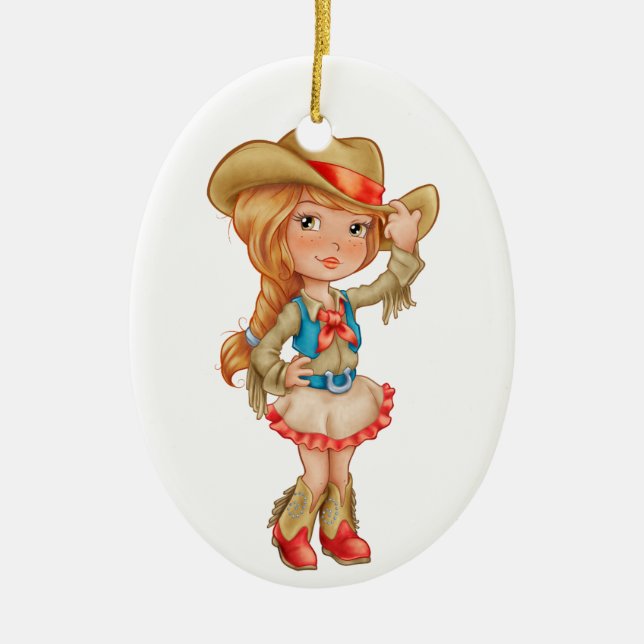 Cowgirl Julgransprydnad Keramik (Framsidan)