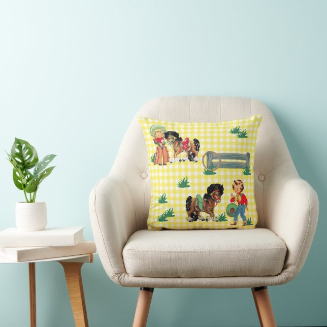 Cowgirl Kids with Horses Western Baby Gift Kudde (Stol)