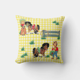 Cowgirl Kids with Horses Western Baby Gift Kudde