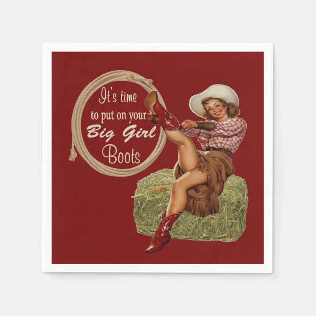 Cowgirl la på dina stora flickbollar pappersservett (Framsidan)