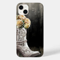 Cowgirl Lace Stövlar & Vita Blommor Rustik Bröllop
