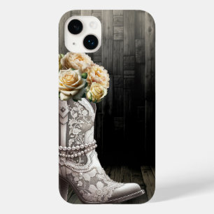 Cowgirl Lace Stövlar & Vita Blommor Rustik Bröllop