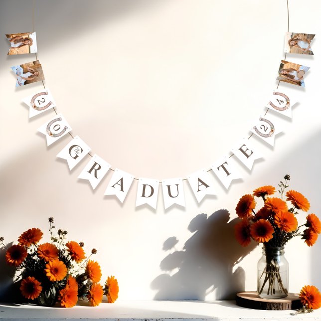 Cowgirl Land Western Photo Studenten Vimplar (Cowgirl Country Western Photo Graduation Bunting Flags)