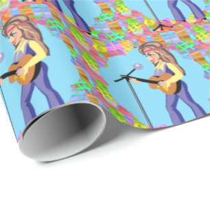 Cowgirl Land Western Singer med Guitar Presentpapper