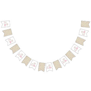 Cowgirl Land Western Themme Rosa Baby Shower Vimplar