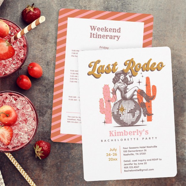 Cowgirl Last Rodeo Bachelorette Helg Party Inbjudningar (Skapare uppladdad)