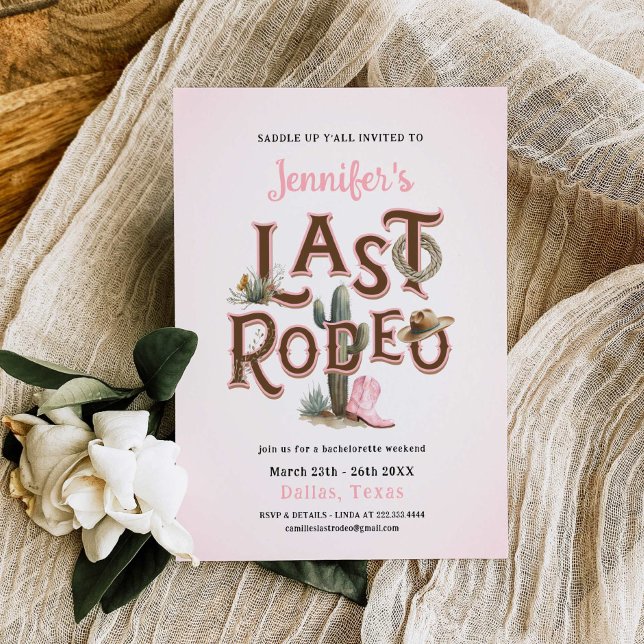 Cowgirl Last Rodeo Bachelorette-inbjudan Inbjudningar (Skapare uppladdad)