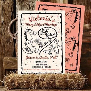 Cowgirl Last Rodeo Hand plockade Funky Bachelorett Inbjudningar