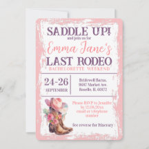 Cowgirl Last Rodeo Rosa Bachelorette Helg