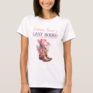 Cowgirl Last Rodeo Rosa Bachelorette T Shirt