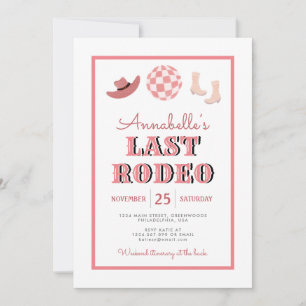 Cowgirl Last Rodeo Rosa Disco Bachelorette Helg Inbjudningar