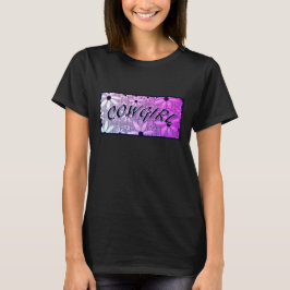 Cowgirl Lila Blåa blommor Curved Text Tröja