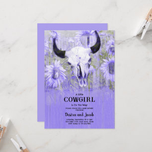 Cowgirl Lila Western Country Blommig Baby Shower Inbjudningar