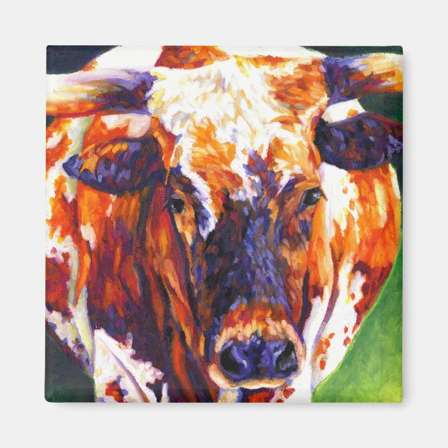Cowgirl - Longhorn Cow Magnet (Framsidan)